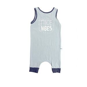 RAGS “Nice Vibes” Romper. Light blue with white wording.